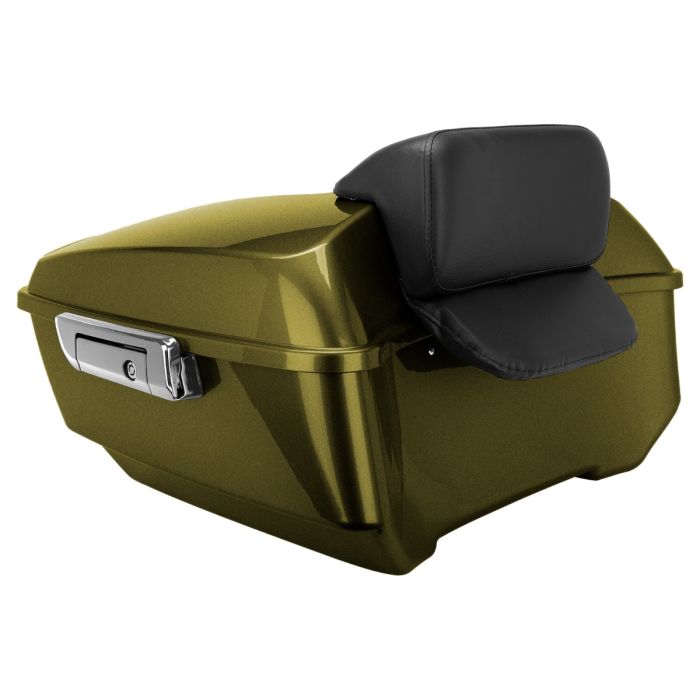 Olive Steel King Tour Pack w/ Slim Backrest & Chrome Hardware for Harley® Touring 