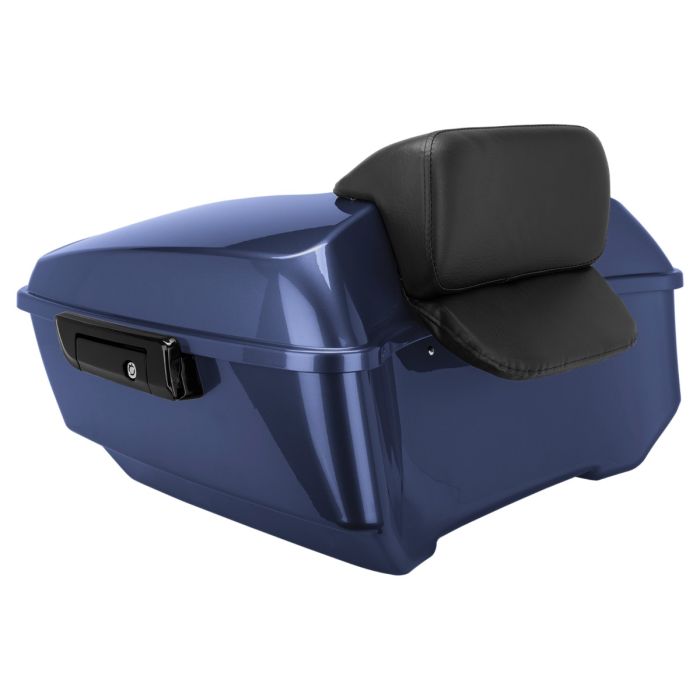 Big Blue Pearl King Tour Pack w/ Slim Backrest & Black Hardware for Harley® Touring from HOGWORKZ