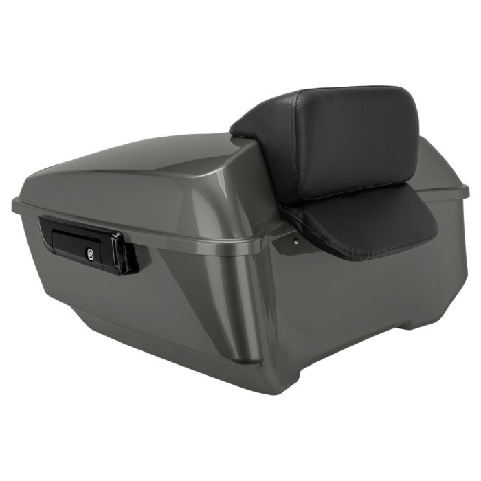 Industrial Gray King Tour Pack w/ Slim Backrest & Black Hardware for Harley® Touring