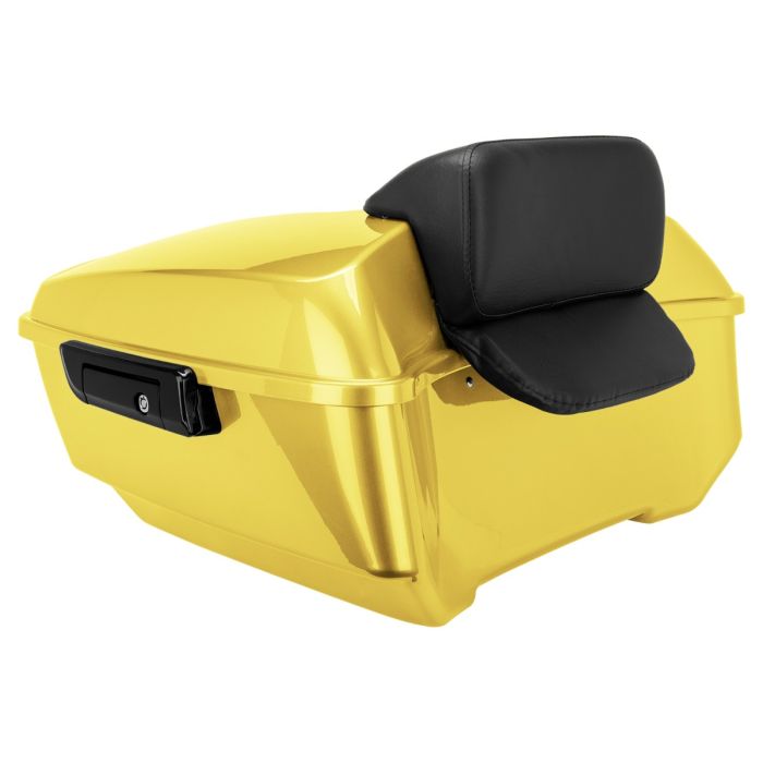 Industrial Yellow King Tour Pack w/ Slim Backrest & Black Hardware for Harley® Touring