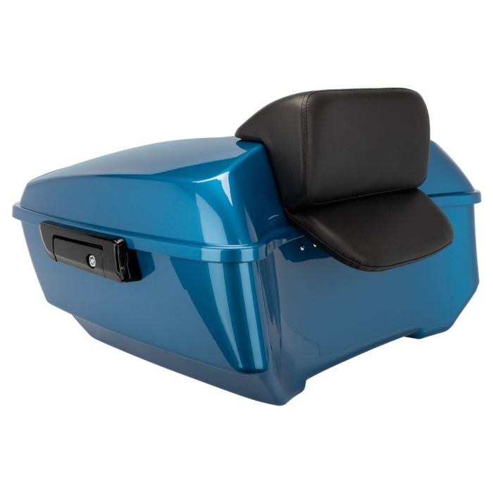 Reef Blue King Tour Pack w/ Slim Backrest & Black Hardware for Harley® Touring 