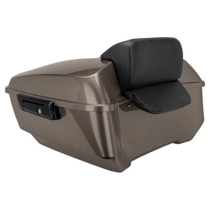River Rock Gray King Tour Pack w/ Slim Backrest & Black Hardware for Harley® Touring