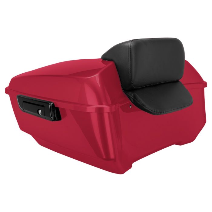 Wicked Red Denim King Tour Pack w/ Slim Backrest & Black Hardware for Harley® Touring