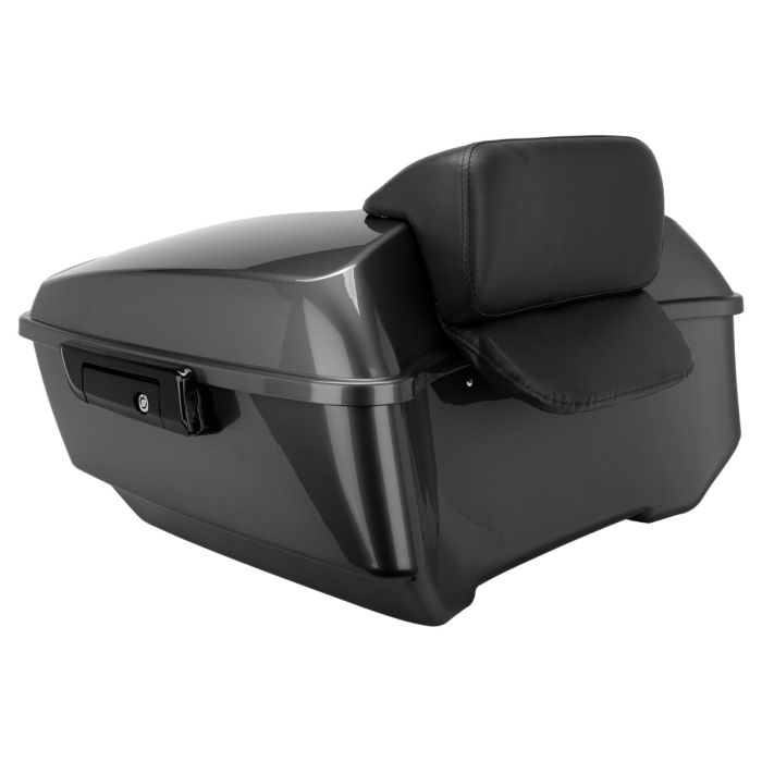 Dark Billiard Gray King Tour Pack w/ Slim Backrest & Black Hardware for Harley® Touring