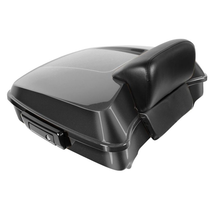 Dark Billiard Gray Harley® Touring Chopped Tour Pack with Slim Backrest and Black Hardware from hogworkz