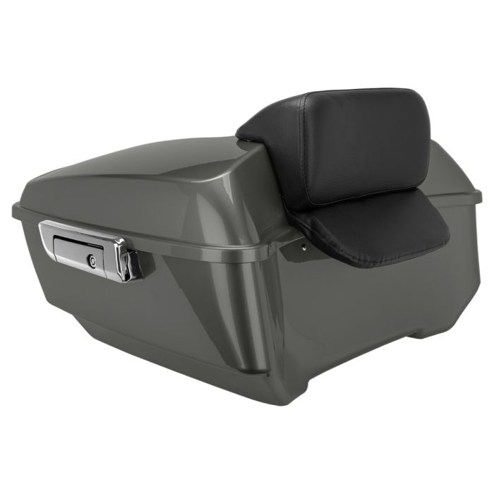 Industrial Gray King Tour Pack w/ Slim Backrest & Chrome Hardware for Harley® Touring