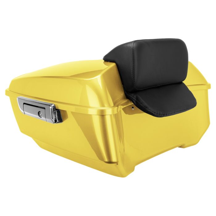 Industrial Yellow King Tour Pack w/ Slim Backrest & Chrome Hardware for Harley® Touring