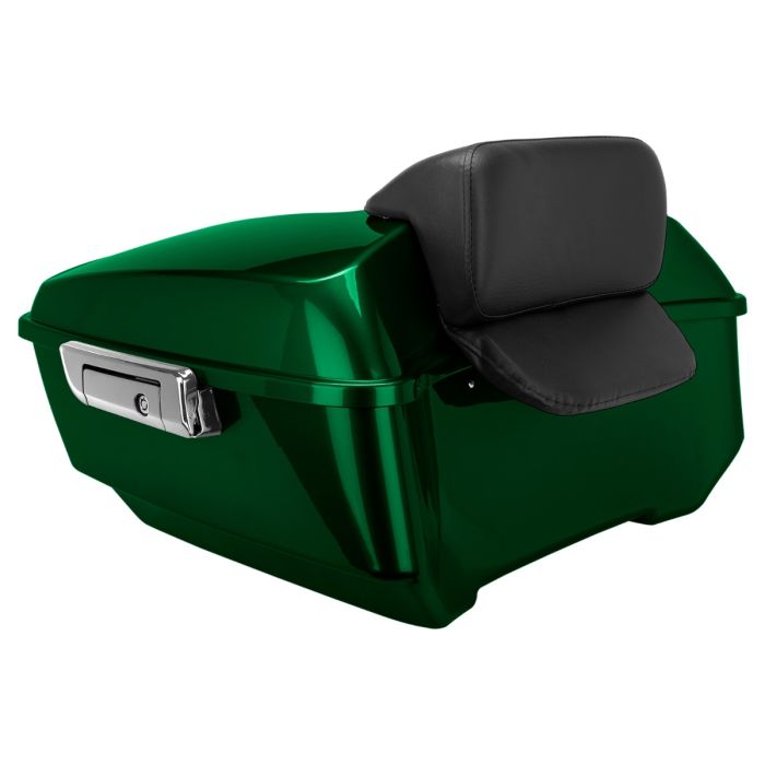 Kinetic Green King Tour Pack w/ Slim Backrest & Chrome Hardware for Harley® Touring 