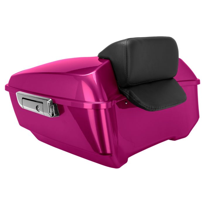 Purple Fire King Tour Pack w/ Slim Backrest & Chrome Hardware for Harley® Touring
