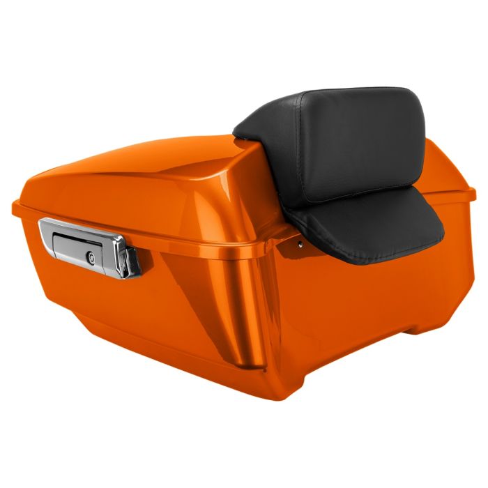 Scorched Orange King Tour Pack w/ Slim Backrest & Chrome Hardware for Harley® Touring 