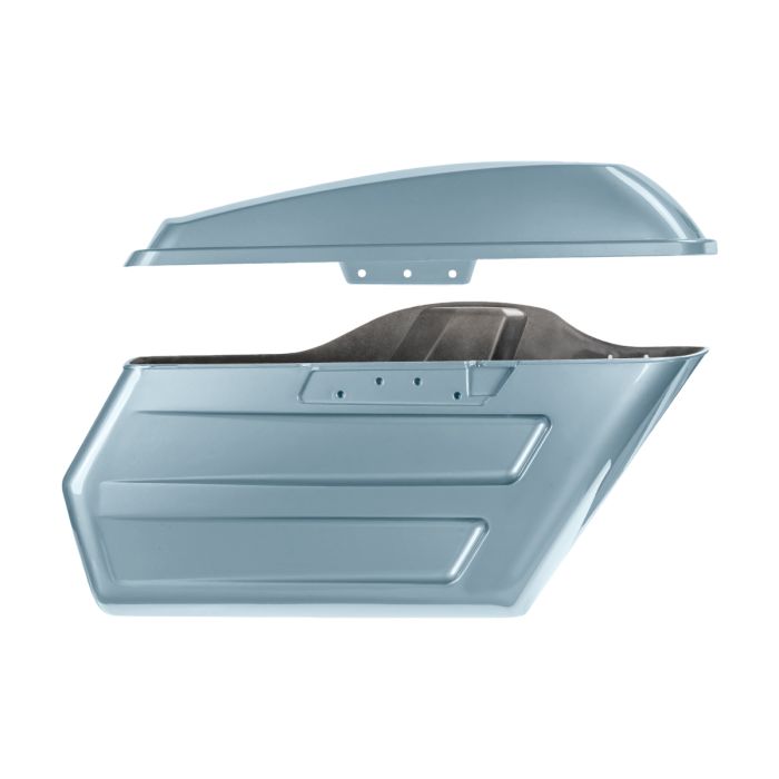 Sharkskin Blue Chopped Hardline Saddlebags for Harley® Touring from HOGWORKZ side