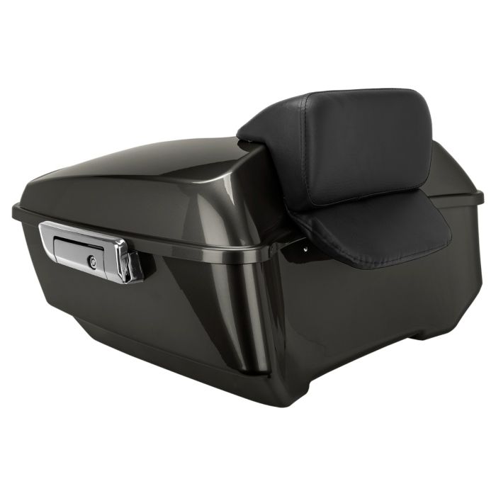 Silver Flux King Tour Pack w/ Slim Backrest & Chrome Hardware for Harley® Touring 