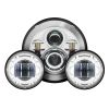 7" LED Chrome Headlight (Daymaker Replacement) with Auxiliary Passing Lamps for Harley® Touring & Softail