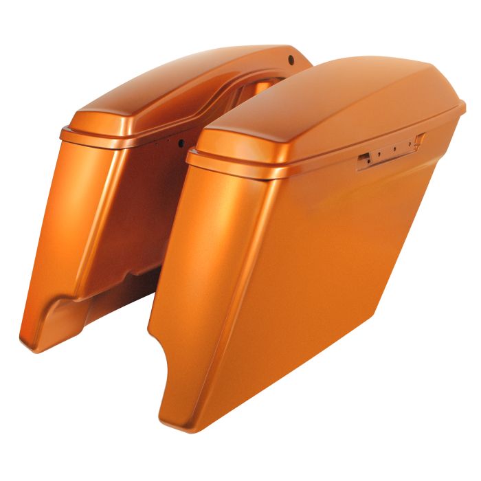 Amber Whiskey Harley Touring Stretched Saddlebags from HOGWORKZ side angle