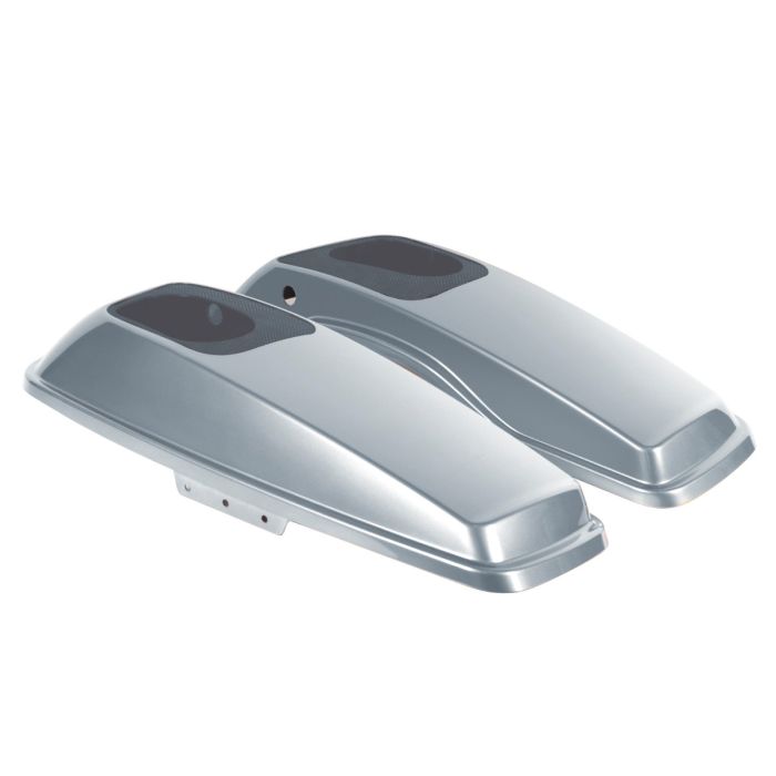 Atlas Silver Metallic Harley® Touring Saddlebag Speaker Lids from HOGWORKZ