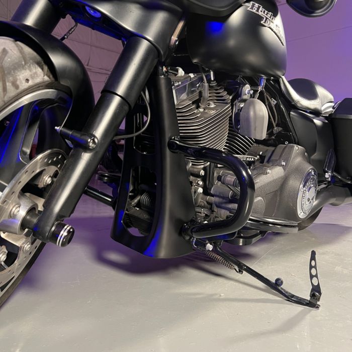 Vivid Black Chin Spoiler for Chopped Engine Guard for Harley