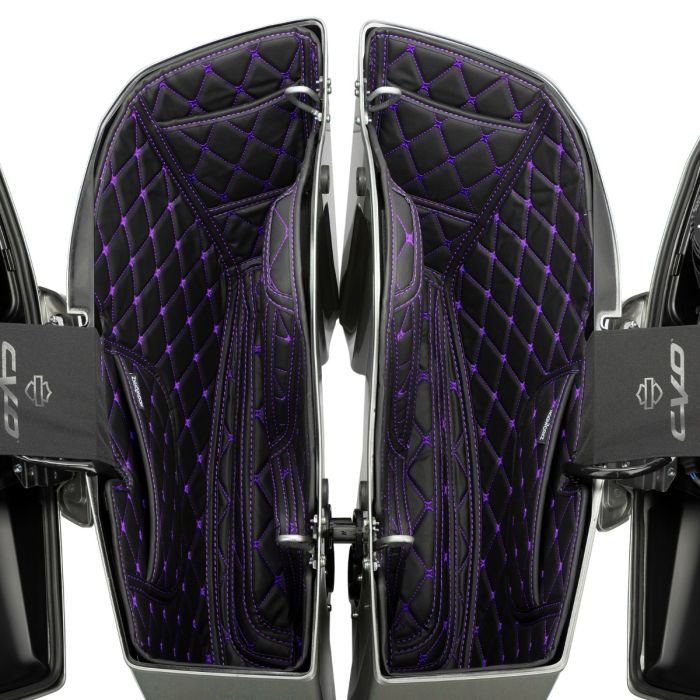 HOGWORKZ® Saddlebag Liners for Harley® CVO Black w/ Purple Stitching
