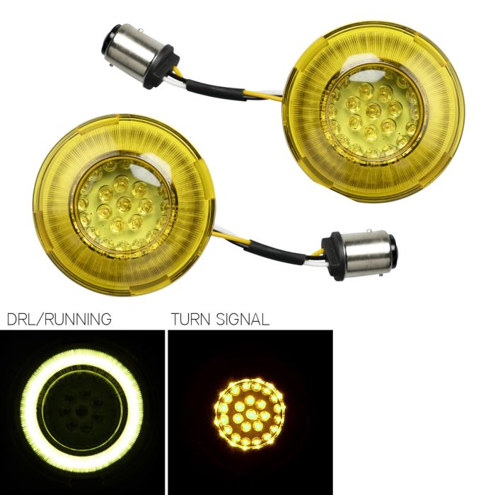 HOGWORKZ® Goldtooth™ LED Front Turn Signals for Harley-Davidson 1157 Base with Bullet Lens