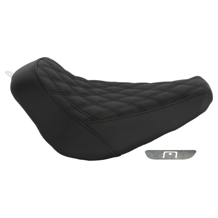 Black Solo Seat for Wide Bobber Rear Fender | Harley® Fat Boy / Breakout with Diamond Stitch from HOGWORKZ