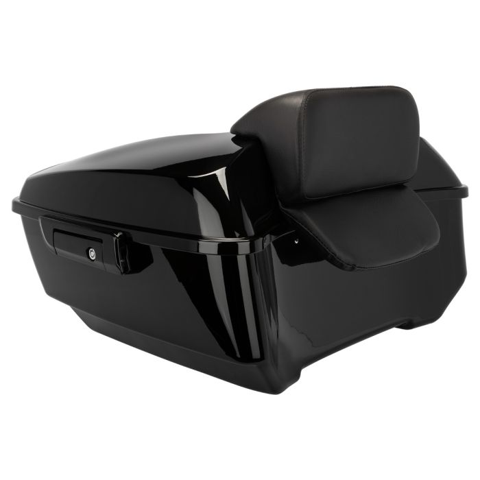 Vivid Black King Tour Pack w/ Slim Backrest & Black Hardware for Harley® Touring