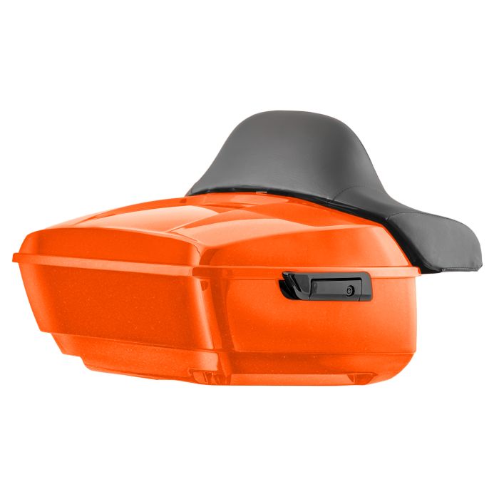 Performance Orange Harley® Touring King Tour Pack with Full Backrest and Black Hardware from HOGWORKZ®