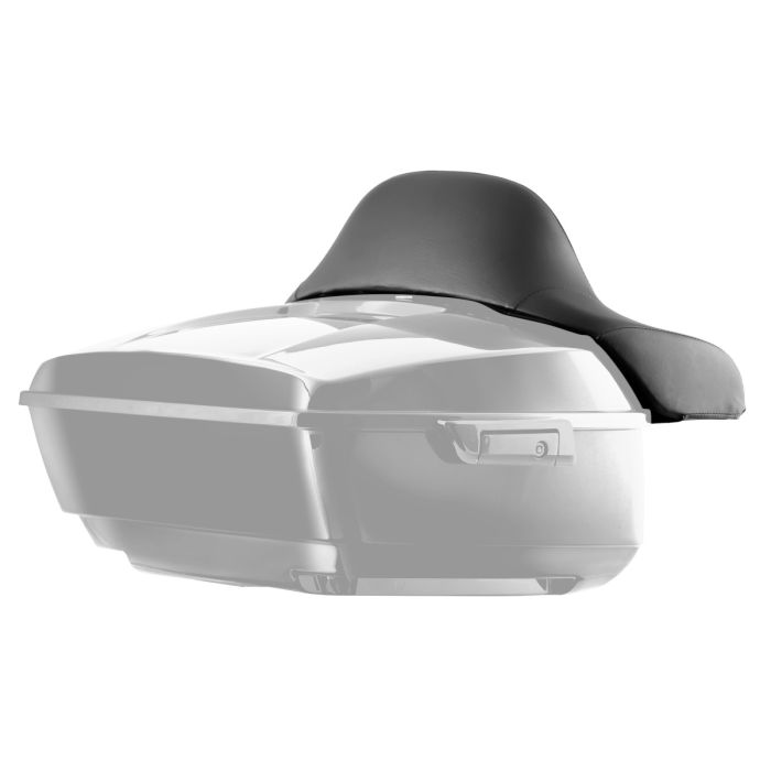 Unpainted Harley Touring King Tour Pack with Full Backrest and Black Hardware from HOGWORKZ angle