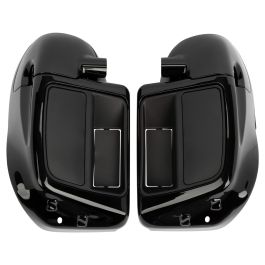 Vivid Black Rushmore Style Lower Vented Fairings for Harley