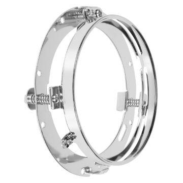 Chrome Mounting Bracket & Ring for 7" LED Harley Headlights 