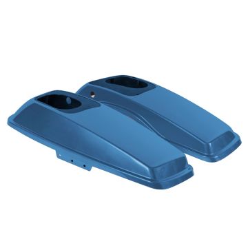 Legend Blue Harley Touring Saddlebag Speaker Lids from HOGWORKZ angle