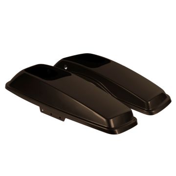 Sumatra Brown Harley Touring Saddlebag Speaker Lids from HOGWORKZ angle