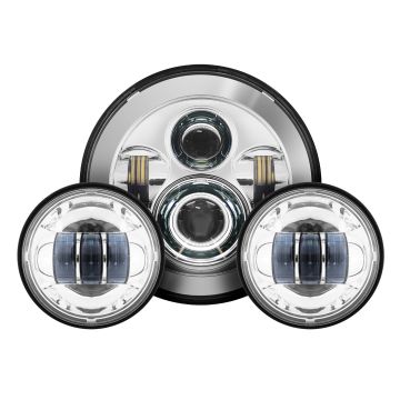 Harley 7" LED Chrome Headlight with Passing Lamps from HOGWORKZ®