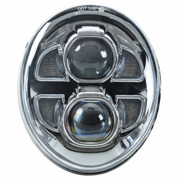 Harley® Breakout LED Chrome Headlight from HOGWORKZ front view