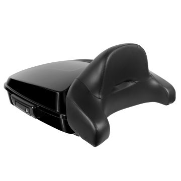 Vivid Black Chopped Tour Pack w/ Full Backrest & Black Hardware for Harley® Touring '97-'25