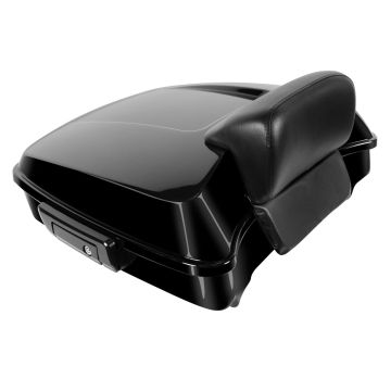 Vivid Black Harley Touring Chopped Tour Pack with Slim Backrest and Black Hardware from HOGWORKZ front