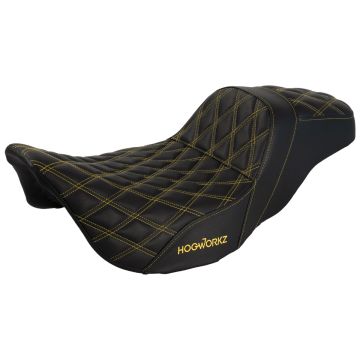 Rise Up Seat for Harley® Touring '08-'24 with Gold Stitch from HOGWORKZ