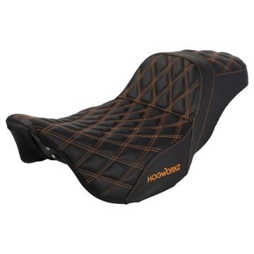 Rise Up Seat for Harley® Touring '08-'24 with Orange Stitch from HOGWORKZ