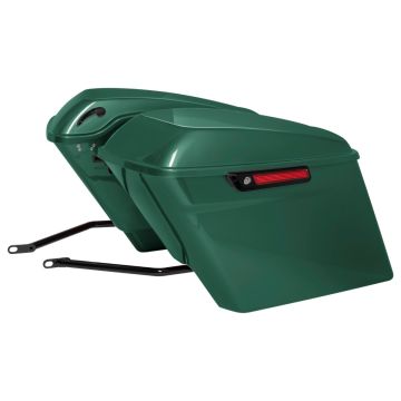 Alpine Green Harley® Softail Stretched Saddlebag Conversion Kit w/ Black Hardware 