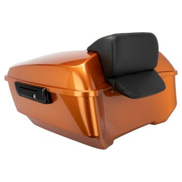Amber Whiskey King Tour Pack w/ Slim Backrest & Black Hardware for Harley® Touring