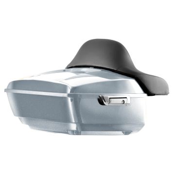 Atlas Silver Metallic Harley® Touring King Tour Pack with Full Backrest and Chrome Hardware from HOGWORKZ® front