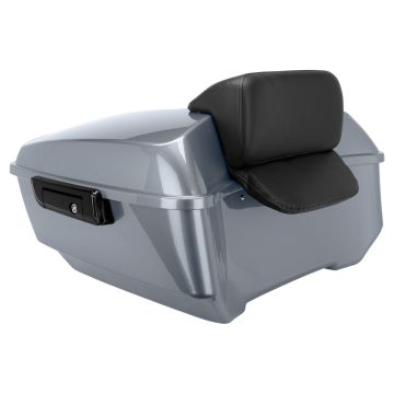 Atlas Silver Metallic King Tour Pack w/ Slim Backrest & Black Hardware for Harley® Touring