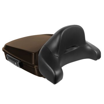 Sumatra Brown Harley Touring Chopped Tour Pack with Full Backrest and Black Hardware angle