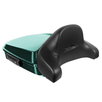 Alpine Green Harley Touring Chopped Tour Pack with Full Backrest and Black Hardware