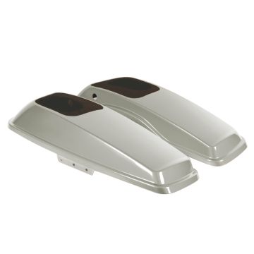 Birch White Harley® Touring Saddlebag Speaker Lids from HOGWORKZ® angle