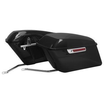 Vivid Black Harley® Softail Standard Saddlebag Conversion Kit w/ Chrome Hardware for '84-'17