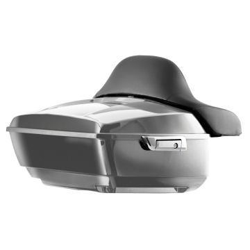 Charcoal Pearl Harley Touring King Tour Pack with Full Backrest and Chrome Hardware from HOGWORKZ angle