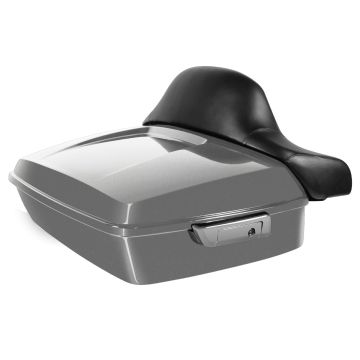 Charcoal Pearl Harley Touring Chopped Tour Pack with Full Backrest and Chrome Hardware angle