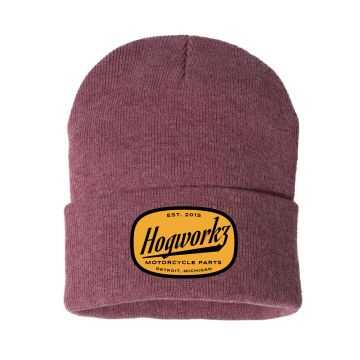 HOGWORKZ® Script Beanie Hat | Heather Cardinal