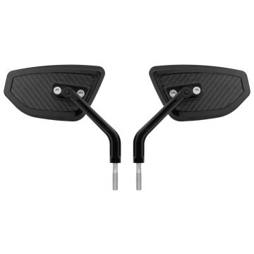 Black HOGWORKZ® Anodized Performance Mirrors w/ Carbon Inlay back