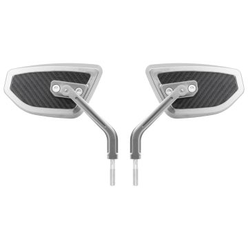 Silver HOGWORKZ® Anodized Performance Mirrors w/ Carbon Inlay