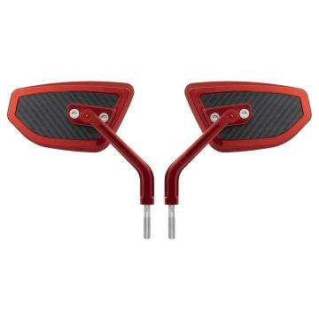 Red HOGWORKZ® Anodized Performance Mirrors w/ Carbon Inlay
